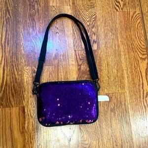 Reversible sequin iPad bag